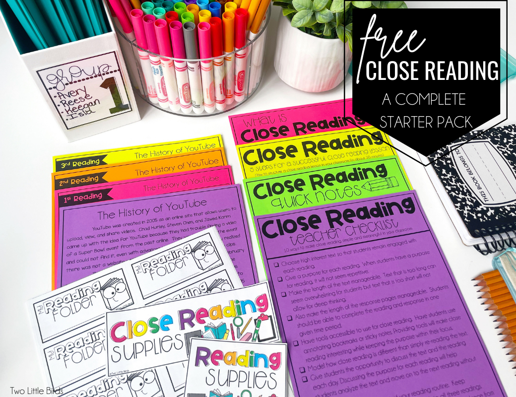 Free close reading starter pack with close reading materials 