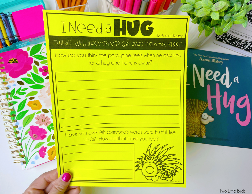 I Need a Hug writing activity-when words can hurt
