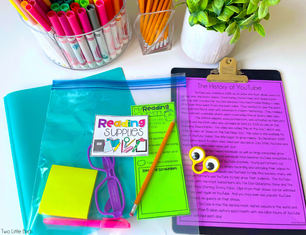 close reading student supplies