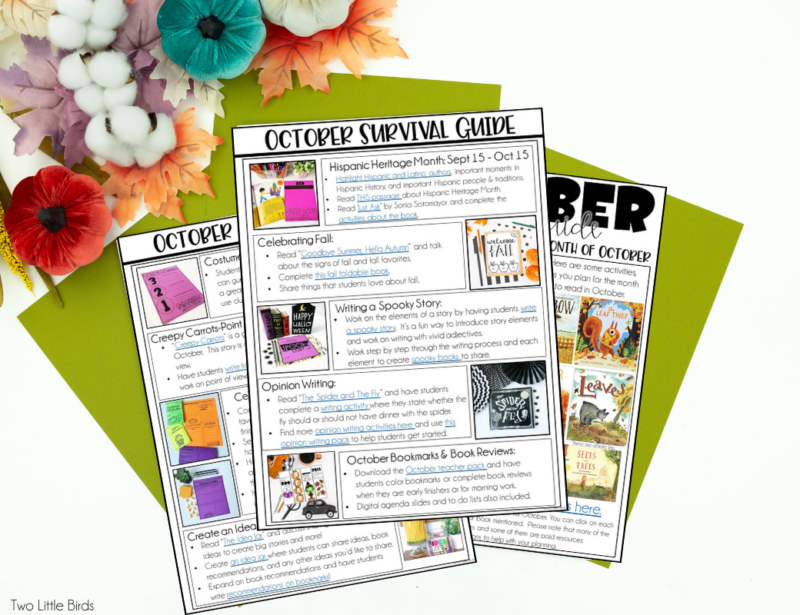 Grab a free "October Guide" - Two Little Birds Teaching