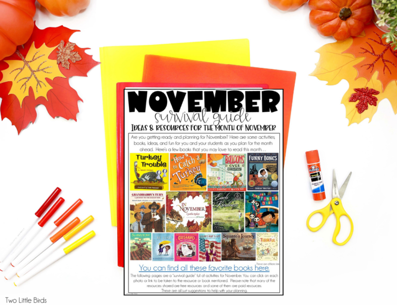 Grab a free "November Guide" - Two Little Birds Teaching