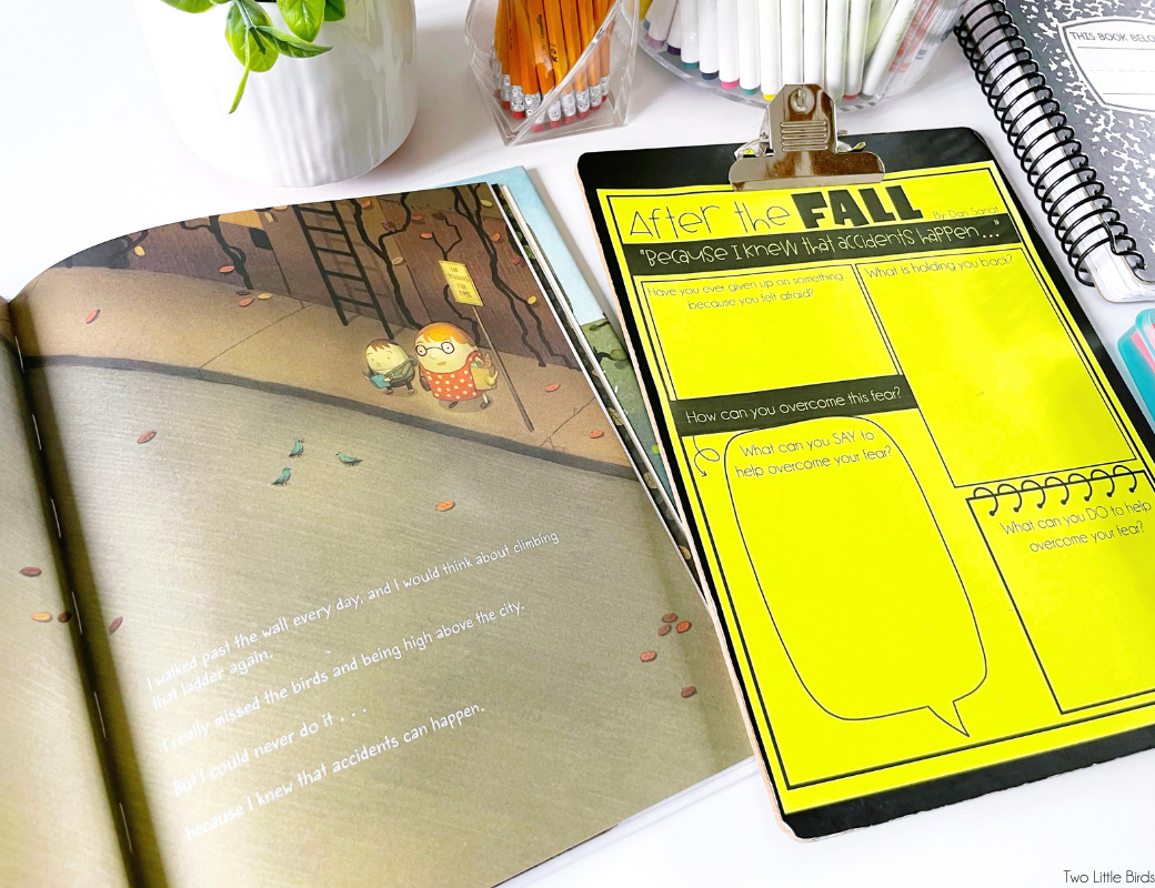 Yellow student page with the book After the Fall.