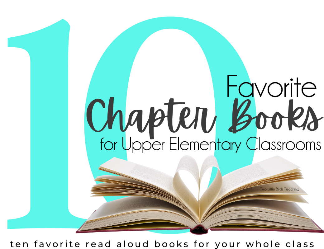 10 favorite read aloud books to read to the whole class. Text image.