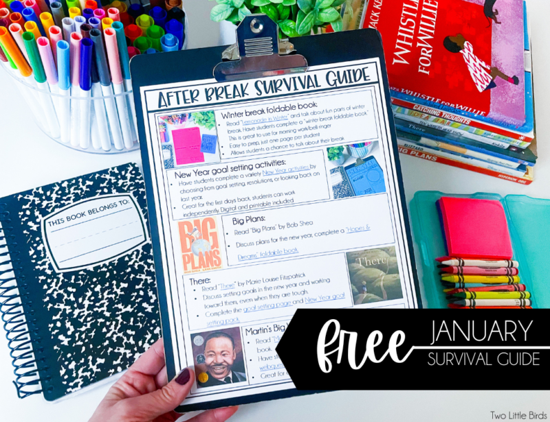 Grab a free "After Winter Break Survival Guide" - Two Little Birds Teaching