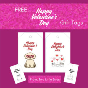 FREE Happy Valentine's Day Gift Tags | Dog With Glasses & Three Kittens